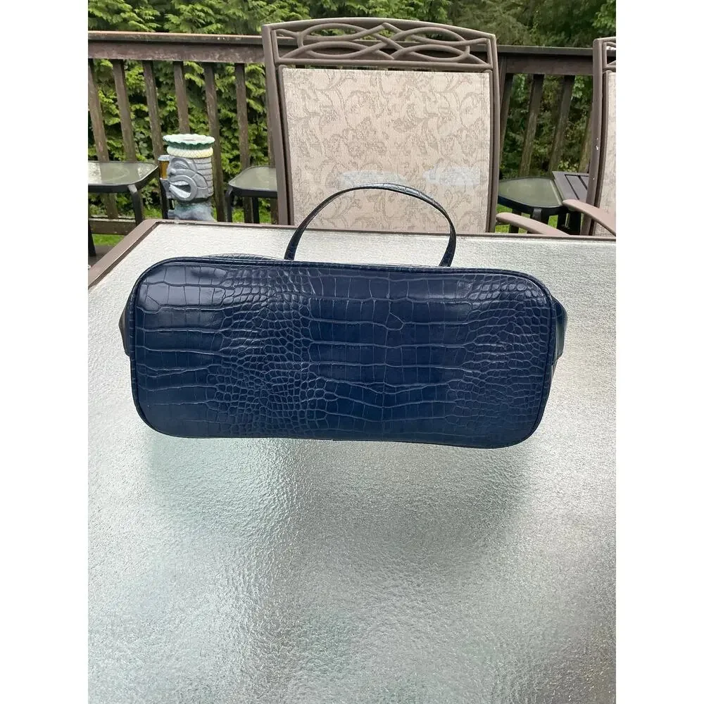 Bebe Navy Croc Embossed Large Tote Bag
